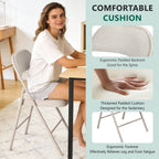 HaiCube 4-Pack Fabric Folding Chairs, Padded Seat & Back, Heavy Duty Metal Frame, Portable Foldable Chairs for Home, Party & Events, Beige