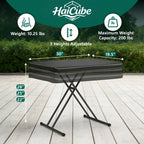 HaiCube Adjustable Height Folding TV Tray Table, Tool-Free Snap-On Setup, Portable Folding Table for Living Room, Camping & Small Spaces, Black