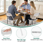 HaiCube 8 Pack White Plastic Folding Chair, Steel Frame, Portable Commercial Chair for Indoor Outdoor Events, Office, Wedding, Restaurant