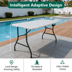 HaiCube 5FT Folding Table, Heavy Duty Portable Table, Waterproof HDPE, Foldable for Picnic, Party, Camping, Dining, BBQ, Indoor & Outdoor, White