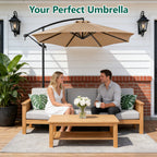 HaiCube 10Ft Offset Cantilever Patio Umbrella with 360° Rotation, Infinite Tilt & Crank Handle, for Garden, Lawn, Backyard, Poolside and Deck, Khaki