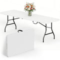 HaiCube 8 Foot Plastic Folding Table Portable Heavy Duty Rectangular Table with Carry Handle, Indoor Outdoor for Camping Picnic Party Dining, Black