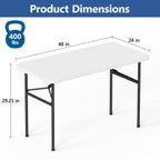 HaiCube 4 Ft White Plastic Folding Table, Portable Long Foldable Table for Indoor/Outdoor Events, Picnics, Camping, Parties & Trade Shows