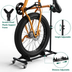 HaiCube Vertical Bike Stand, Fits Wheels Up to 29 Inch, Freestanding Space-Saving Bike Rack with Weels, Adjustable Height Upright Bicycle Floor Holder, No Drilling
