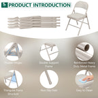 HaiCube 4-Pack Fabric Folding Chairs, Padded Seat & Back, Heavy Duty Metal Frame, Portable Foldable Chairs for Home, Party & Events, Beige