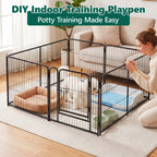 HaiCube Dog Playpen for Small Dogs, 24" 8 Panels Heavy Duty Metal Pet Playpen with Door, Foldable Indoor Outdoor Puppy Exercise Pen Fence