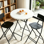 HaiCube 32" Bar Height Round Folding Table, Portable Cocktail Table with Thick HDPE Top & Sturdy Metal Locking Legs, for Parties and Commercial Events, White