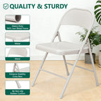 HaiCube 4 Pack All-Steel Heavy Duty Folding Chair, Portable Indoor Outdoor Seating, for Party Wedding Restaurant Patio Meeting Room Home Office Use, khaki