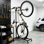 HaiCube Vertical Bike Stand, Fits Wheels Up to 29 Inch, Freestanding Space-Saving Bike Rack with Weels, Adjustable Height Upright Bicycle Floor Holder, No Drilling