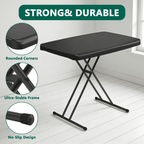 HaiCube Adjustable Height Folding TV Tray Table, Tool-Free Snap-On Setup, Portable Folding Table for Living Room, Camping & Small Spaces, Black