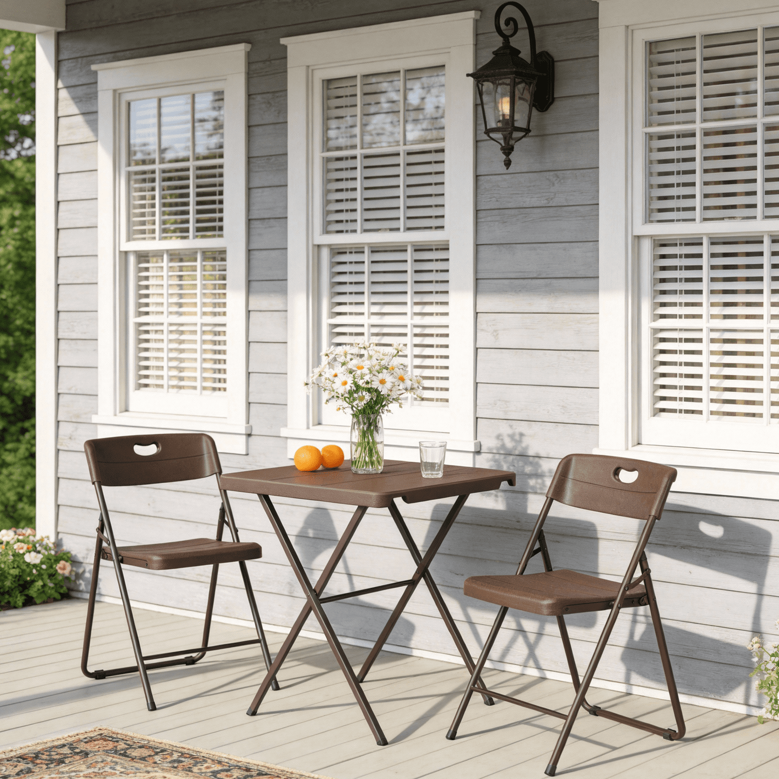 HaiCube 27" Outdoor Folding Table, Patio Dining Table, Heavy Duty HDPE Top with Steel Frame, 400 lb Capacity, No Assembly, Balcony & Garden