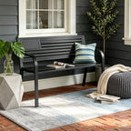 HaiCube Outdoor Bench with American Flag Backrest, Sturdy Cast Iron & Steel Frame, All-Weather Garden Patio Seating for Porch Deck Lawn Park, Black