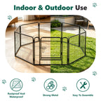 HaiCube Dog Playpen for Small Dogs, 24" 8 Panels Heavy Duty Metal Pet Playpen with Door, Foldable Indoor Outdoor Puppy Exercise Pen Fence