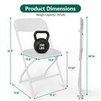 HaiCube 8 Pack White Plastic Folding Chair, Steel Frame, Portable Commercial Chair for Indoor Outdoor Events, Office, Wedding, Restaurant