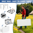 HaiCube 36-Inch Folding Table, Heavy Duty HDPE Portable Card Table, 300lb Capacity, No Assembly, Waterproof for Camping, Picnic, Party, White