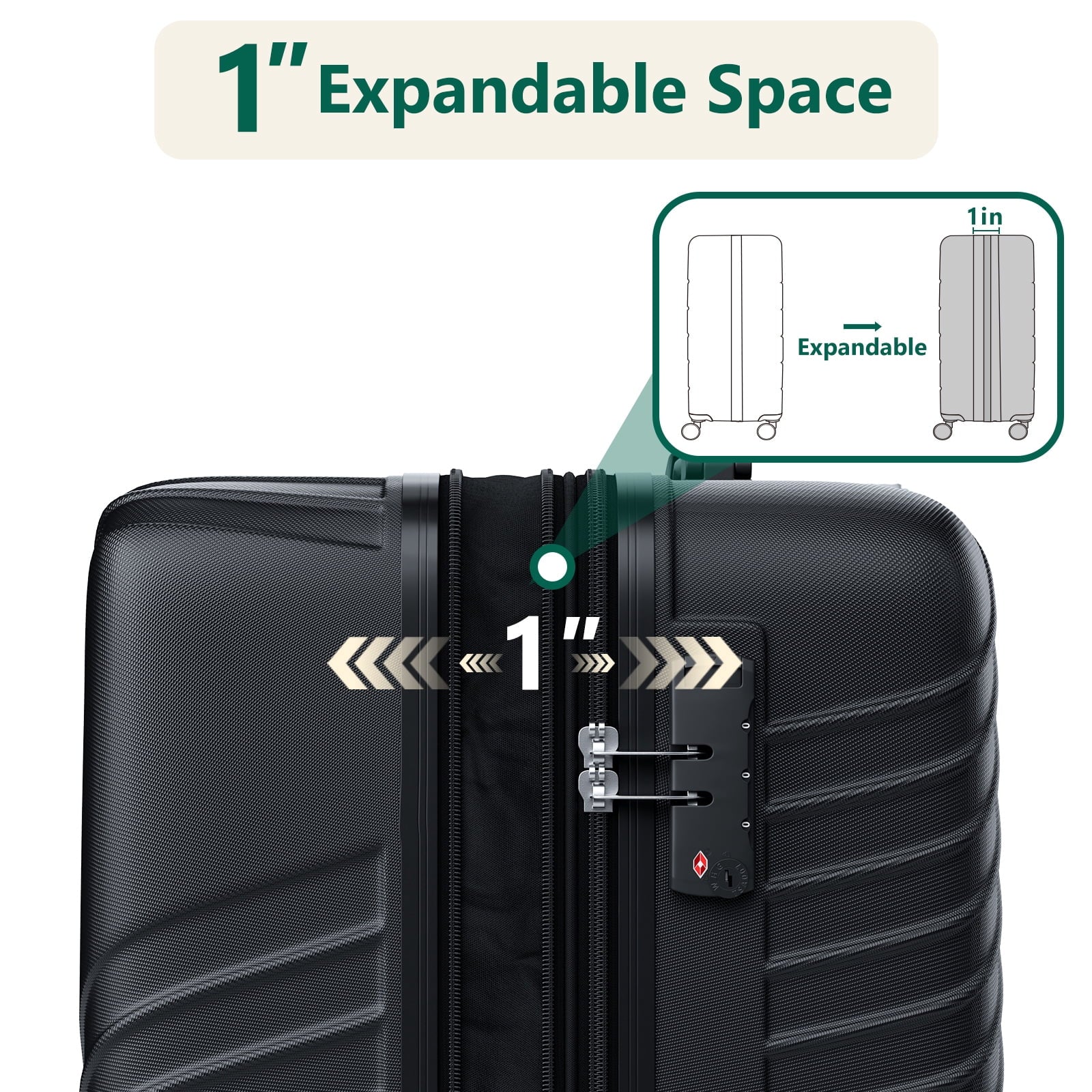 HaiCube 3 Piece Luggage Set (20/24/28 Inch), Lightweight Expandable Suitcases with TSA Lock & 360° Spinner Wheels, Black