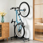 HaiCube Vertical Bike Stand, Fits Wheels Up to 29 Inch, Freestanding Space-Saving Bike Rack with Weels, Adjustable Height Upright Bicycle Floor Holder, No Drilling
