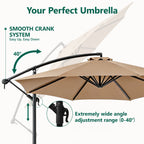 HaiCube 10Ft Offset Cantilever Patio Umbrella with 360° Rotation, Infinite Tilt & Crank Handle, for Garden, Lawn, Backyard, Poolside and Deck, Khaki