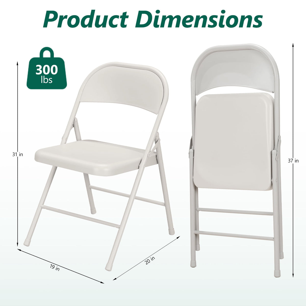 HaiCube 4 Pack All-Steel Heavy Duty Folding Chair, Portable Indoor Outdoor Seating, for Party Wedding Restaurant Patio Meeting Room Home Office Use, khaki