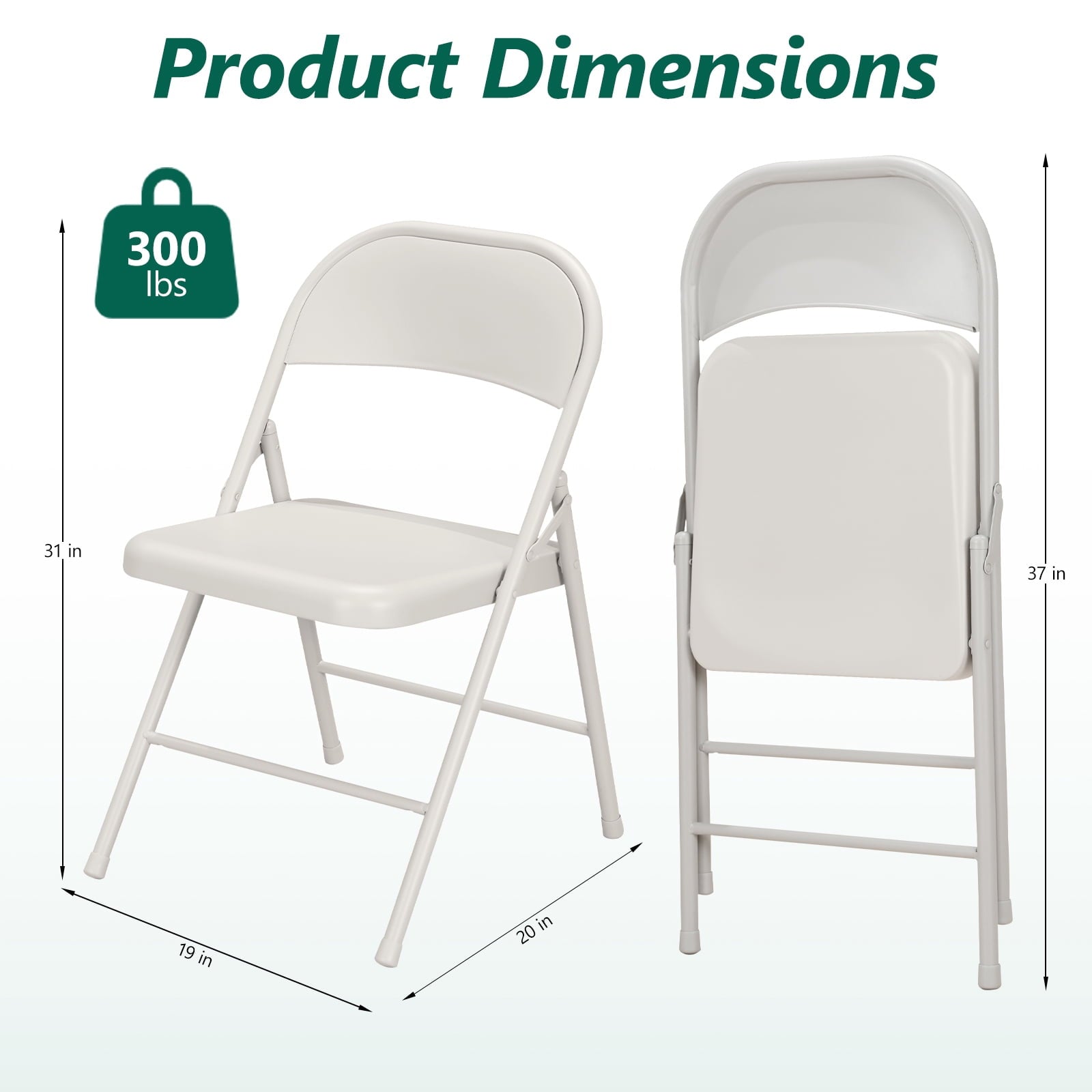 HaiCube 4 Pack All-Steel Heavy Duty Folding Chair, Portable Indoor Outdoor Seating, for Party Wedding Restaurant Patio Meeting Room Home Office Use, khaki