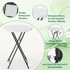 HaiCube 32" Bar Height Round Folding Table, Portable Cocktail Table with Thick HDPE Top & Sturdy Metal Locking Legs, for Parties and Commercial Events, White
