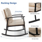 HaiCube 3 Pieces Wicker Rocking Chairs Set with 2-Tier Coffee Table, Patio Conversation Furniture Set with Cushions for Balcony, Porch, Garden, Backyard, Poolside, Beige