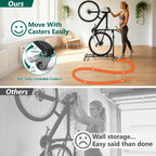 HaiCube Vertical Bike Stand, Fits Wheels Up to 29 Inch, Freestanding Space-Saving Bike Rack with Weels, Adjustable Height Upright Bicycle Floor Holder, No Drilling