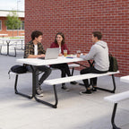 6 FT Picnic Table with Attached Benches, Outdoor Picnic Bench Table for 8 People, Heavy Duty Steel Frame, 600 LBS Weight Capacity, Patio Dining Table for Backyard, Park, Garden, School