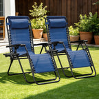 HaiCube Zero Gravity Chair Set of 2, Adjustable Reclining Outdoor Lounge Chairs with Cup Holder Tray & Headrest, Portable Folding Patio Chairs for Camping, Pool, Backyard, Blue