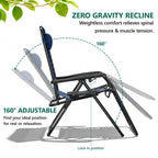 HaiCube Zero Gravity Chair Set of 2, Adjustable Reclining Outdoor Lounge Chairs with Cup Holder Tray & Headrest, Portable Folding Patio Chairs for Camping, Pool, Backyard, Blue