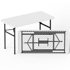 HaiCube 4 Ft White Plastic Folding Table, Portable Long Foldable Table for Indoor/Outdoor Events, Picnics, Camping, Parties & Trade Shows