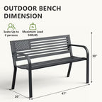 HaiCube Outdoor Bench with American Black Flag Backrest, Sturdy Cast Iron & Steel Frame, All-Weather Garden Patio Seating for Porch Deck Lawn Park