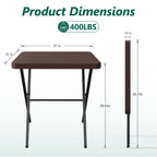 HaiCube 27" Outdoor Folding Table, Patio Dining Table, Heavy Duty HDPE Top with Steel Frame, 400 lb Capacity, No Assembly, Balcony & Garden