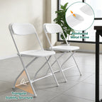 HaiCube 8 Pack White Plastic Folding Chair, Steel Frame, Portable Commercial Chair for Indoor Outdoor Events, Office, Wedding, Restaurant