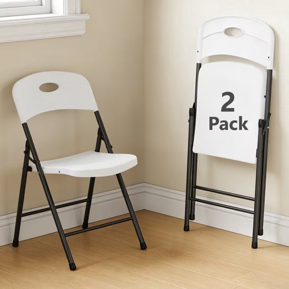 HaiCube 6 Pack Portable Plastic Folding Chair with Back Support, Heavy Duty Steel Frame, Indoor Outdoor for Party Wedding Office Patio, White
