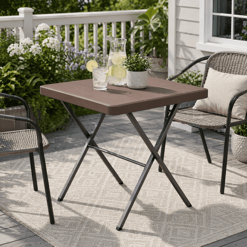HaiCube 27" Outdoor Folding Table, Patio Dining Table, Heavy Duty HDPE Top with Steel Frame, 400 lb Capacity, No Assembly, Balcony & Garden
