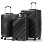 HaiCube 3 Piece Luggage Set (20/24/28 Inch), Lightweight Expandable Suitcases with TSA Lock & 360° Spinner Wheels, Black