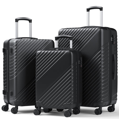 HaiCube 3 Piece Luggage Set (20/24/28 Inch), Lightweight Expandable Suitcases with TSA Lock & 360° Spinner Wheels, Black