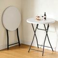 HaiCube 32" Bar Height Round Folding Table, Portable Cocktail Table with Thick HDPE Top & Sturdy Metal Locking Legs, for Parties and Commercial Events, White