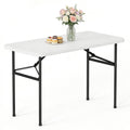 HaiCube 4 Ft White Plastic Folding Table, Portable Long Foldable Table for Indoor/Outdoor Events, Picnics, Camping, Parties & Trade Shows