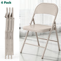 HaiCube 4 Pack All-Steel Heavy Duty Folding Chair, Portable Indoor Outdoor Seating, for Party Wedding Restaurant Patio Meeting Room Home Office Use, khaki