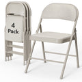 HaiCube 4-Pack Fabric Folding Chairs, Padded Seat & Back, Heavy Duty Metal Frame, Portable Foldable Chairs for Home, Party & Events, Beige
