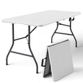 HaiCube 5FT Folding Table, Heavy Duty Portable Table, Waterproof HDPE, Foldable for Picnic, Party, Camping, Dining, BBQ, Indoor & Outdoor, White