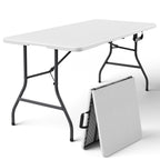 HaiCube 5FT Folding Table, Heavy Duty Portable Table, Waterproof HDPE, Foldable for Picnic, Party, Camping, Dining, BBQ, Indoor & Outdoor, White
