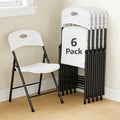 HaiCube 6 Pack Portable Plastic Folding Chair with Back Support, Heavy Duty Steel Frame, Indoor Outdoor for Party Wedding Office Patio, White