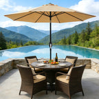 HaiCube 9FT Patio Umbrella -Acrylic Fabric, 10-Year Fade-Resistant, 1.5" Heavy Duty Steel Pole, 8 Ribs, Push Button Tilt & Crank, UV Block for Garden Deck Pool, Khaki