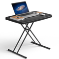 HaiCube Adjustable Height Folding TV Tray Table, Tool-Free Snap-On Setup, Portable Folding Table for Living Room, Camping & Small Spaces, Black