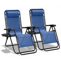 HaiCube Zero Gravity Chair Set of 2, Adjustable Reclining Outdoor Lounge Chairs with Cup Holder Tray & Headrest, Portable Folding Patio Chairs for Camping, Pool, Backyard, Blue