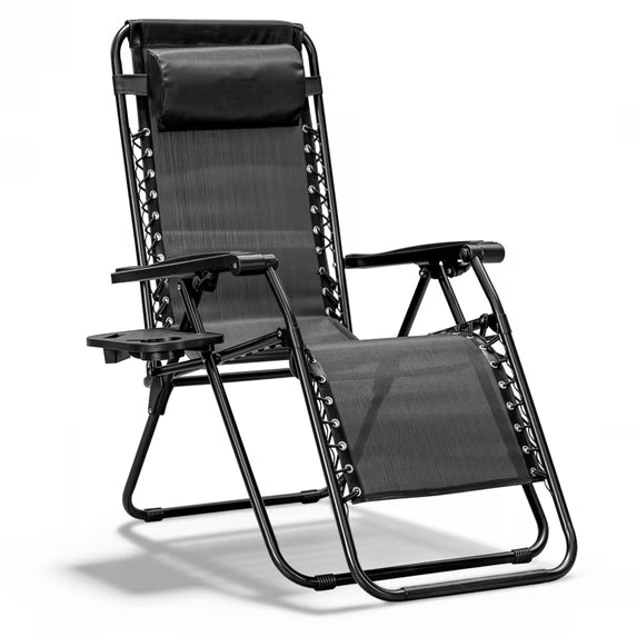 HaiCube Zero Gravity Chair Set of 2, Adjustable Reclining Outdoor Lounge Chairs with Cup Holder Tray & Headrest, Portable Folding Patio Chairs for Camping, Pool, Backyard, Blue