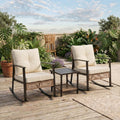 HaiCube 3 Pieces Wicker Rocking Chairs Set with 2-Tier Coffee Table, Patio Conversation Furniture Set with Cushions for Balcony, Porch, Garden, Backyard, Poolside, Beige